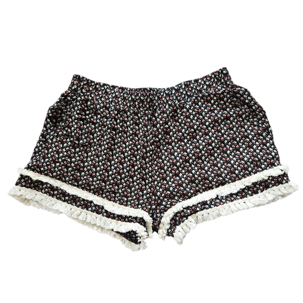 Floral Shorts With Tassle Hem